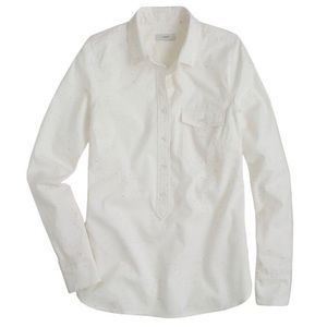 J. Crew white speckled popover shirt